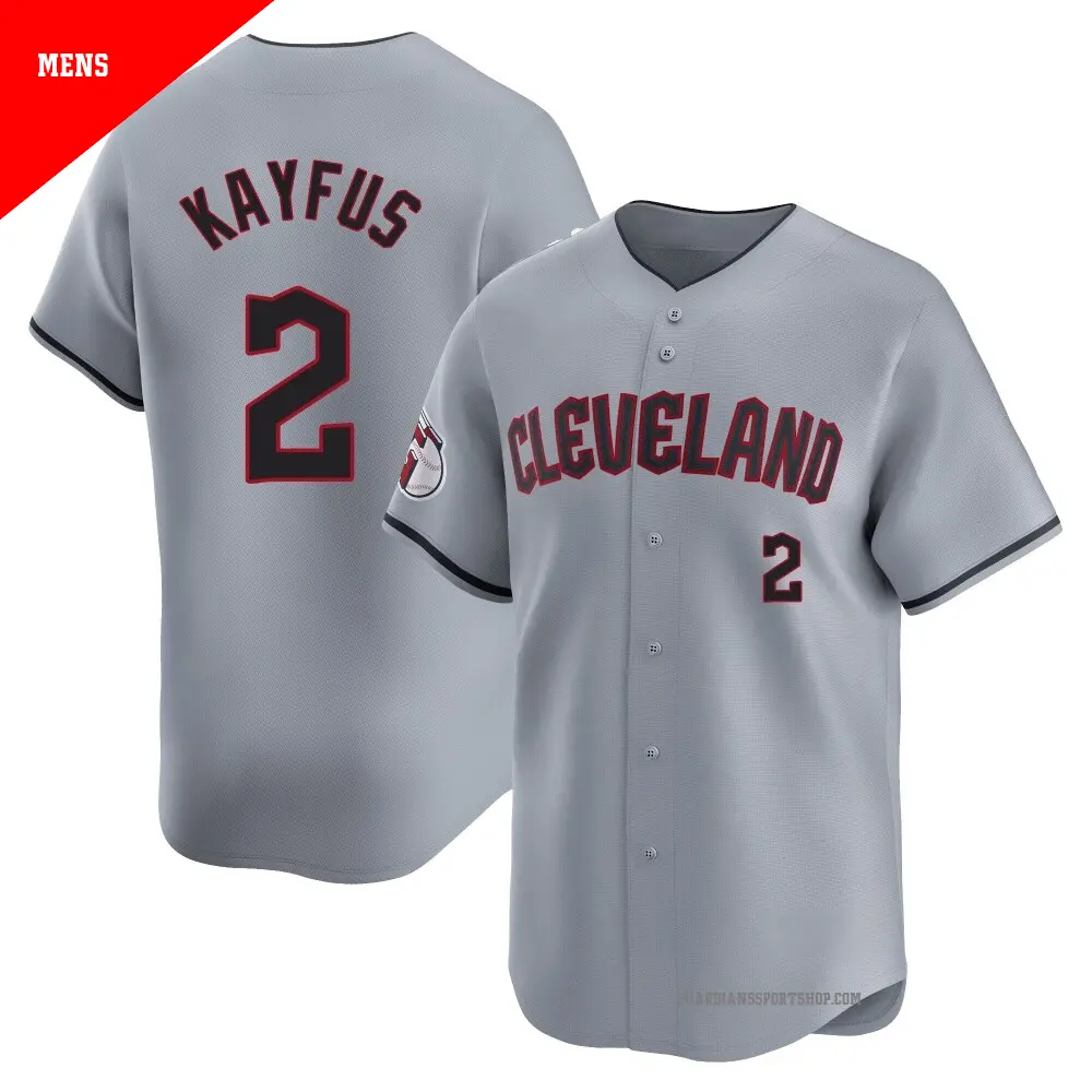 Men's ＃2 CJ Kayfus Cleveland Guardians Gray Limited Road Jersey