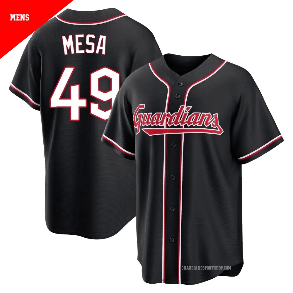 Men's ＃49 Jose Mesa Cleveland Guardians Black Replica Fashion Out Jersey