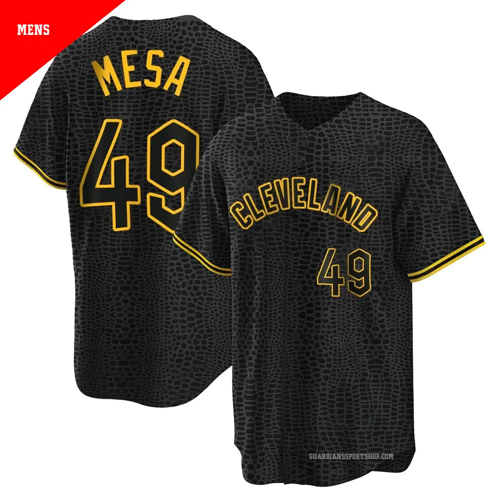 Men's ＃49 Jose Mesa Cleveland Guardians Black Replica Snake Skin City Jersey