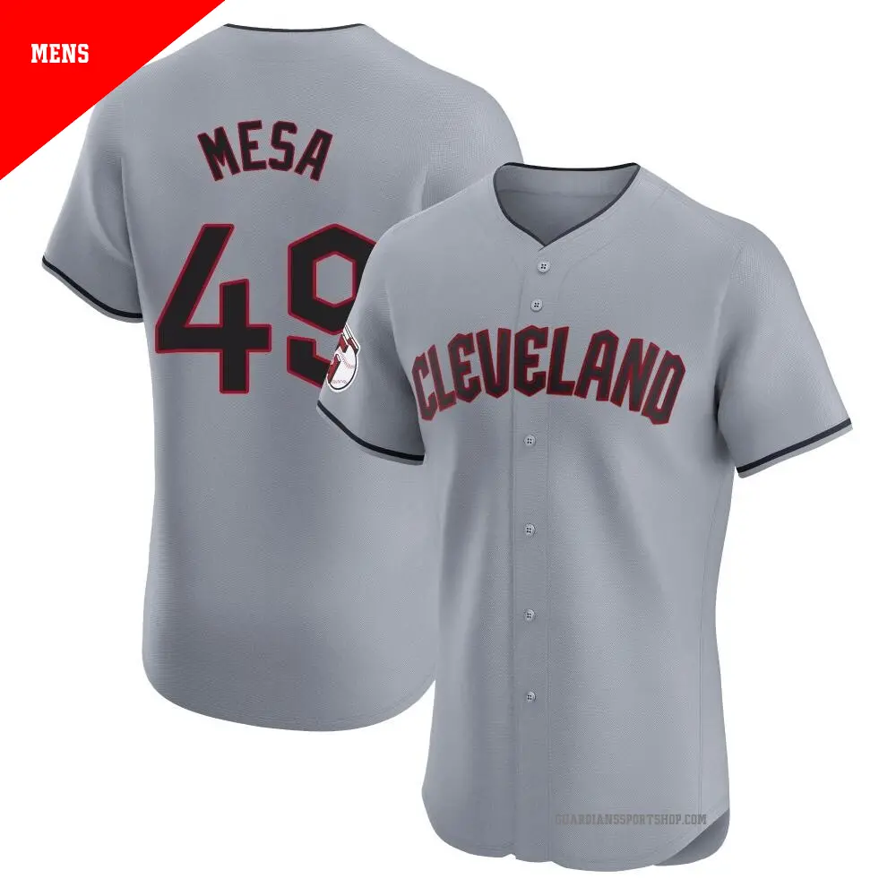 Men's ＃49 Jose Mesa Cleveland Guardians Gray Elite Road Jersey
