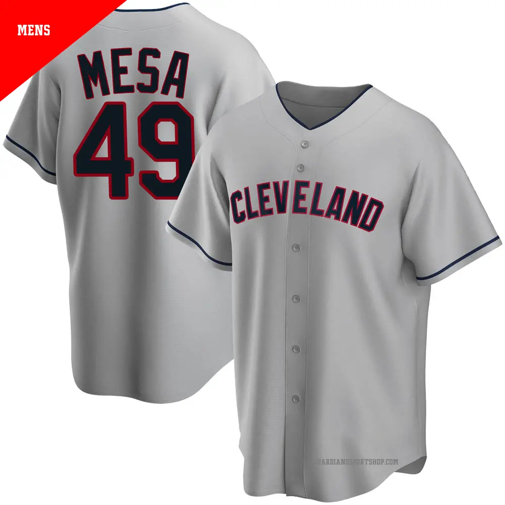 Men's ＃49 Jose Mesa Cleveland Guardians Gray Replica Road Jersey