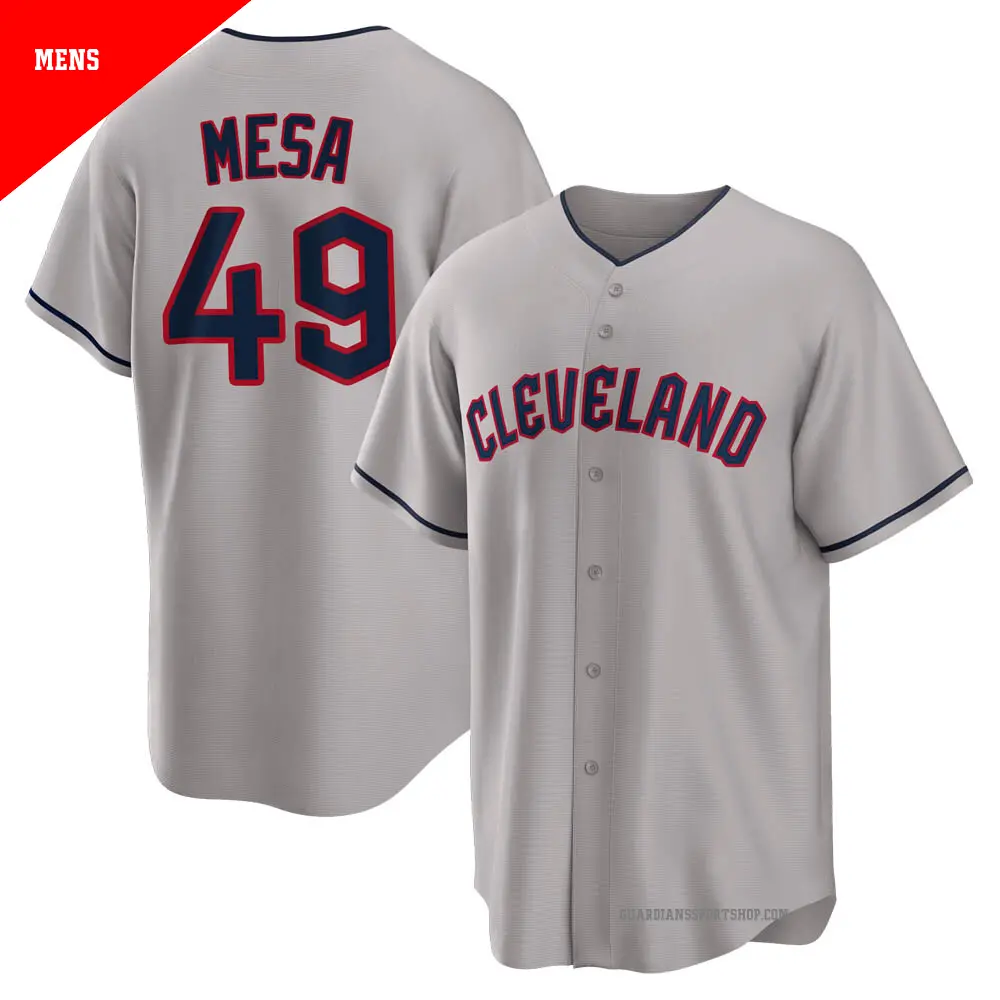 Men's ＃49 Jose Mesa Cleveland Guardians Gray Replica Road Jersey