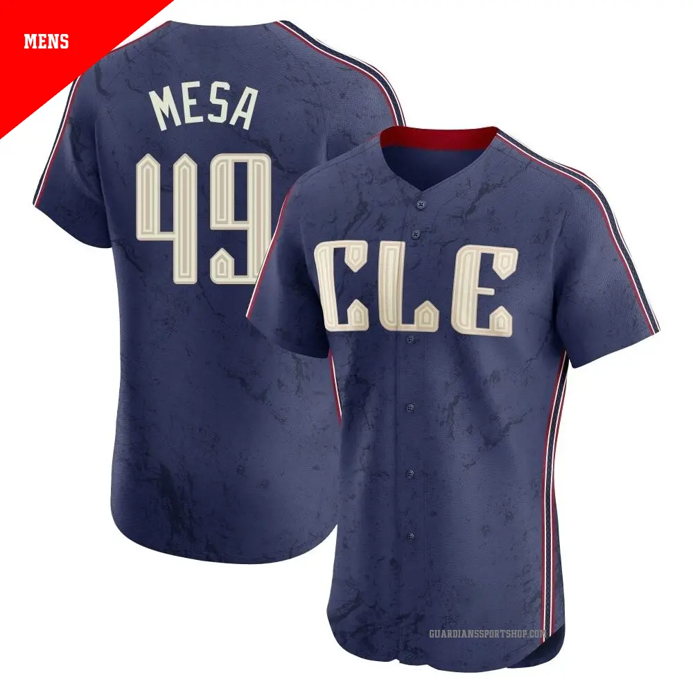 Men's ＃49 Jose Mesa Cleveland Guardians Navy Elite 2024 City Connect Jersey