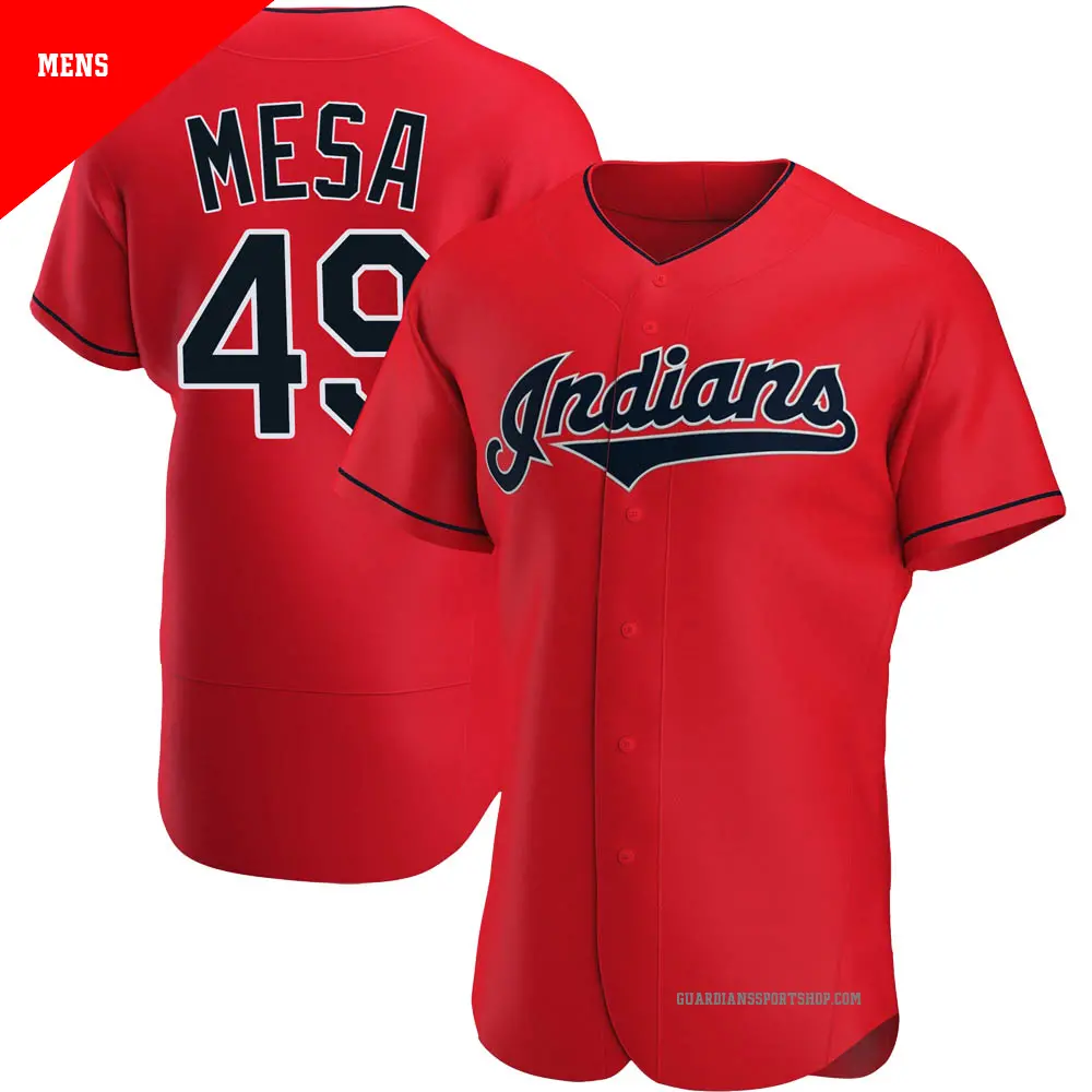 Men's ＃49 Jose Mesa Cleveland Guardians Red Authentic Alternate Jersey