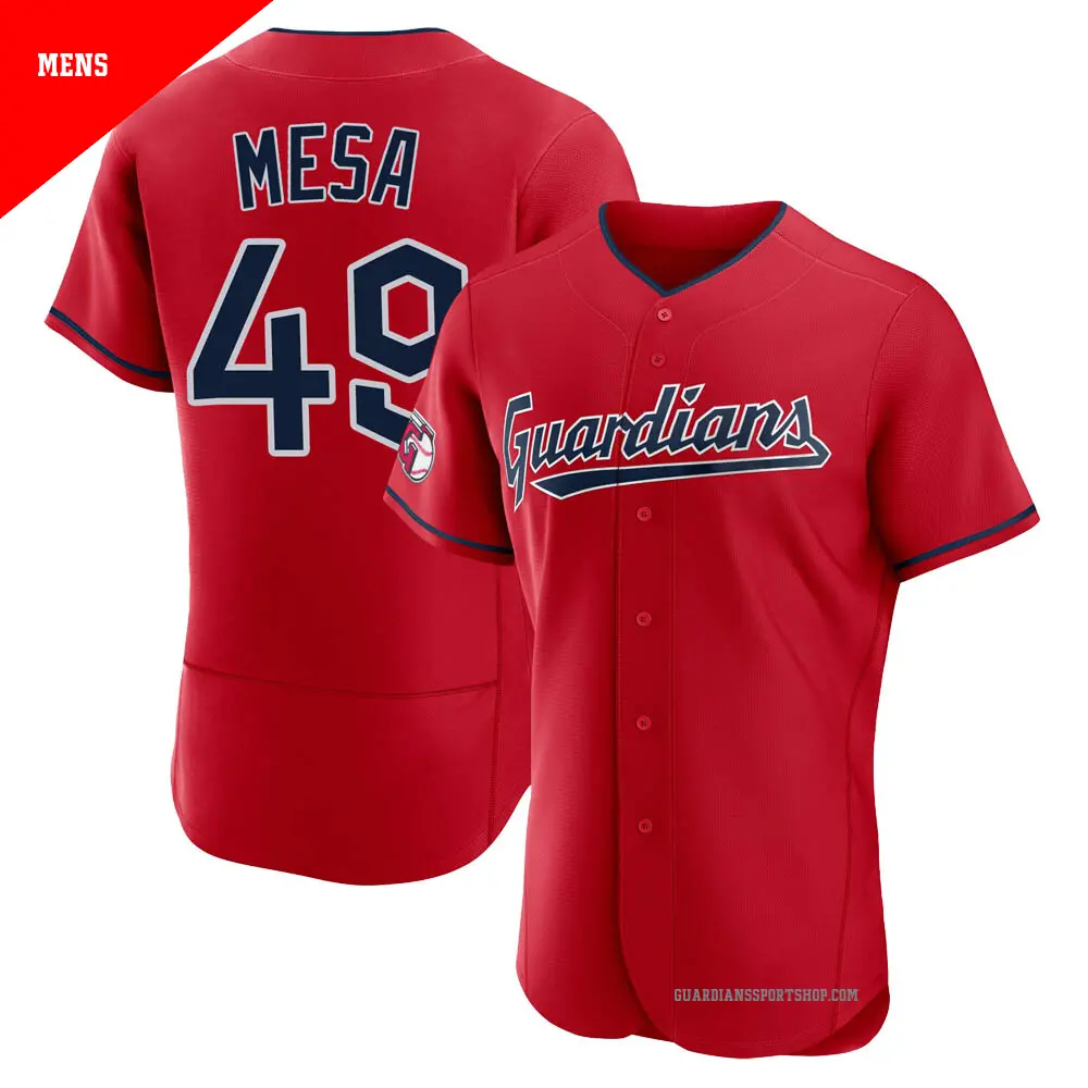 Men's ＃49 Jose Mesa Cleveland Guardians Red Authentic Alternate Jersey