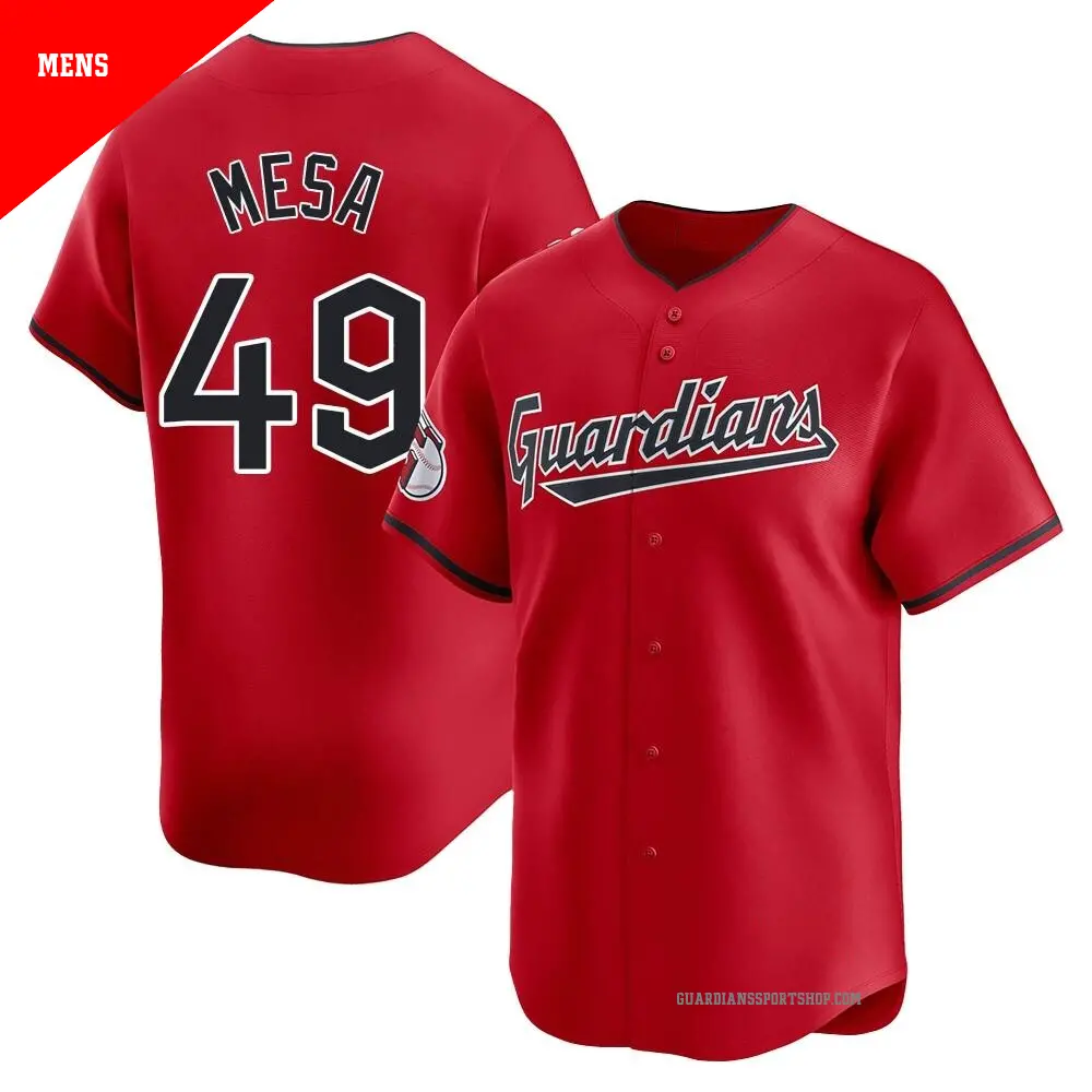Men's ＃49 Jose Mesa Cleveland Guardians Red Limited Alternate Jersey