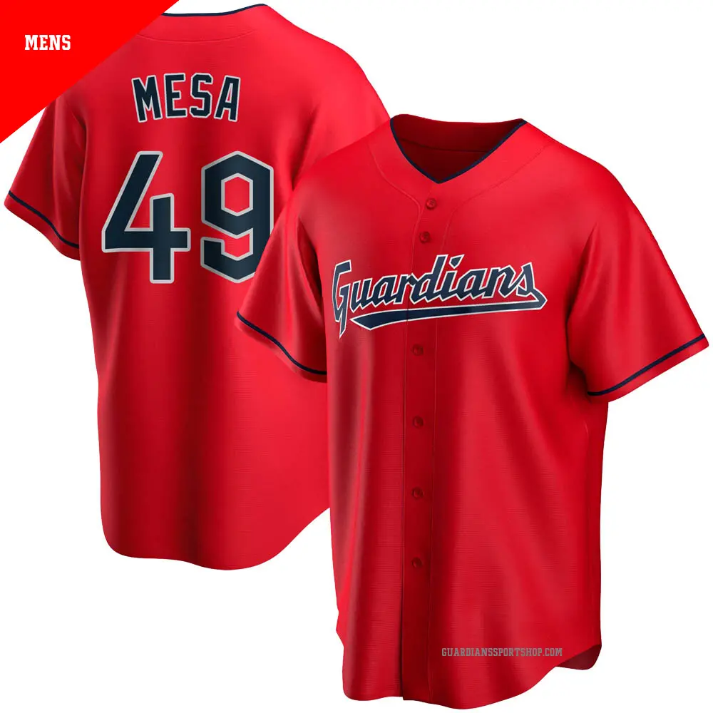 Men's ＃49 Jose Mesa Cleveland Guardians Red Replica Alternate Jersey