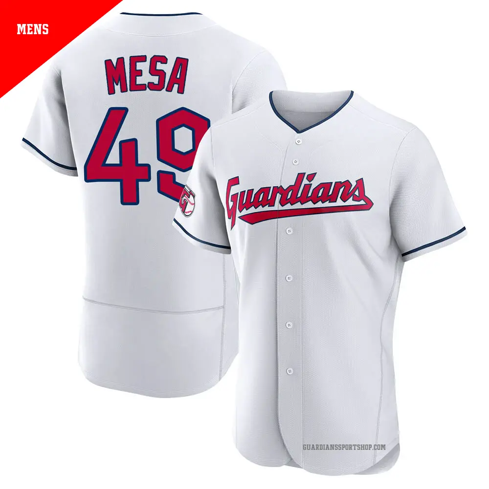 Men's ＃49 Jose Mesa Cleveland Guardians White Authentic Home Jersey