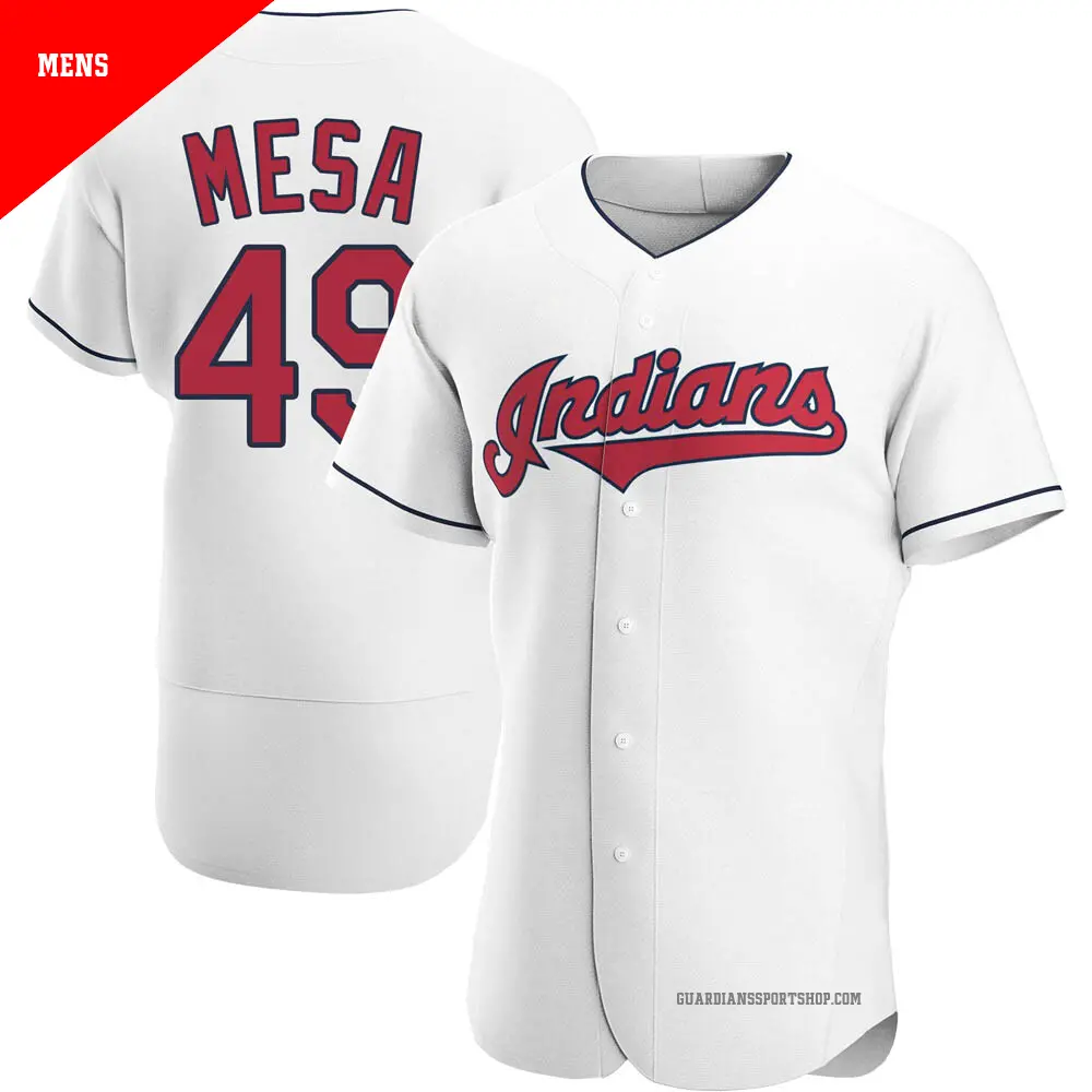 Men's ＃49 Jose Mesa Cleveland Guardians White Authentic Home Jersey