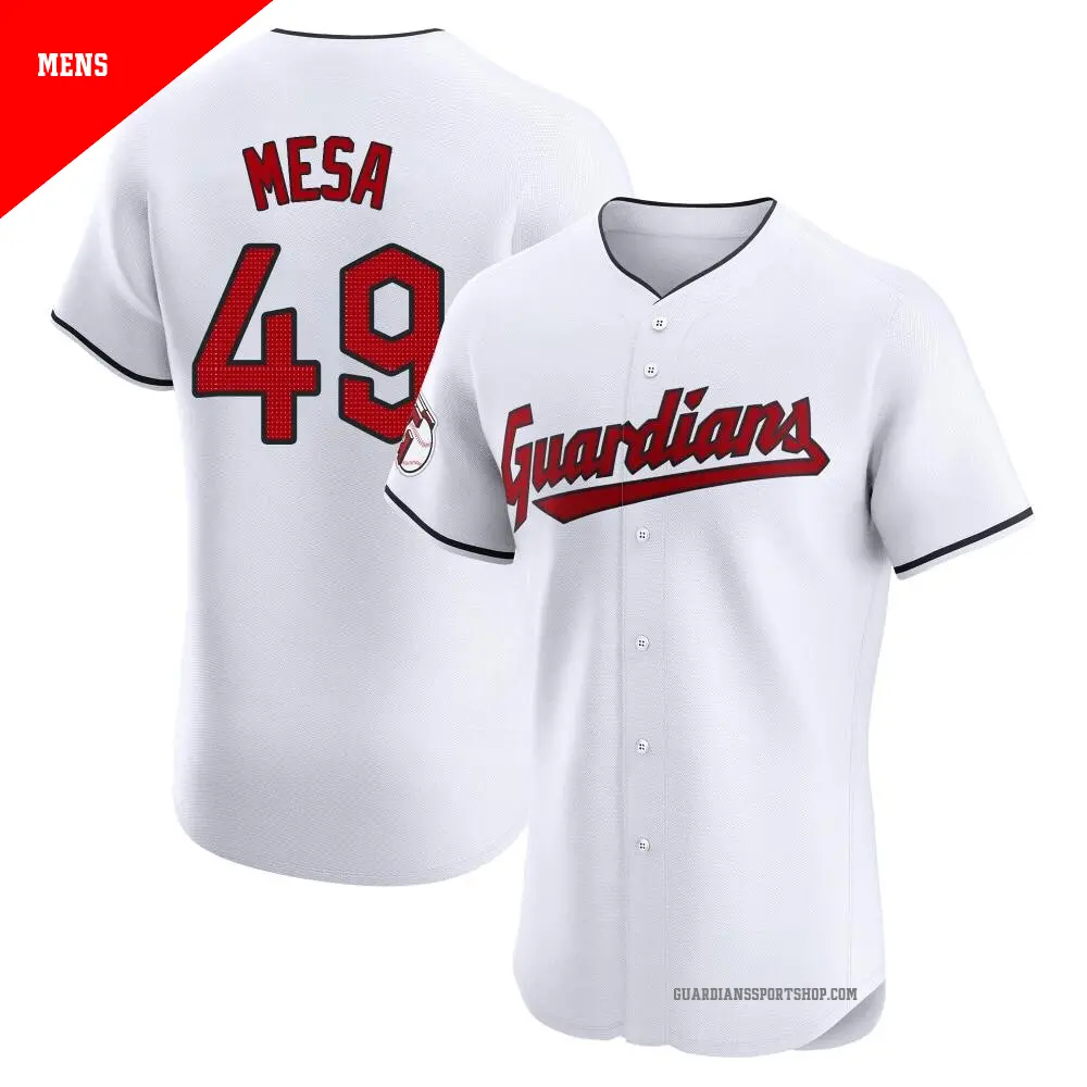 Men's ＃49 Jose Mesa Cleveland Guardians White Elite Home Jersey