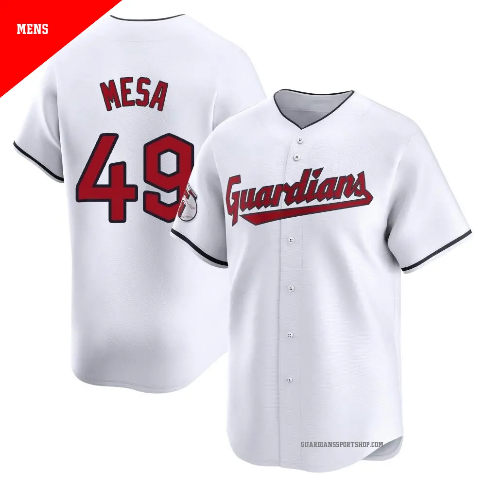 Men's ＃49 Jose Mesa Cleveland Guardians White Limited Home Jersey
