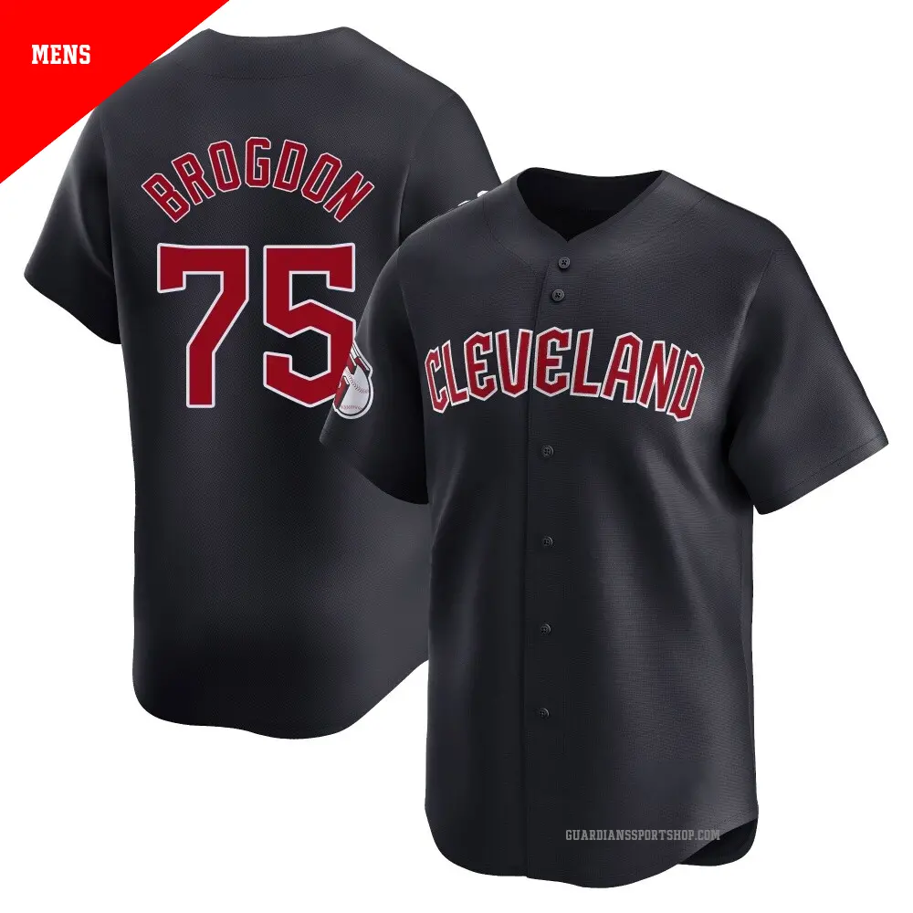 Men's ＃75 Connor Brogdon Cleveland Guardians Navy Limited Alternate Jersey