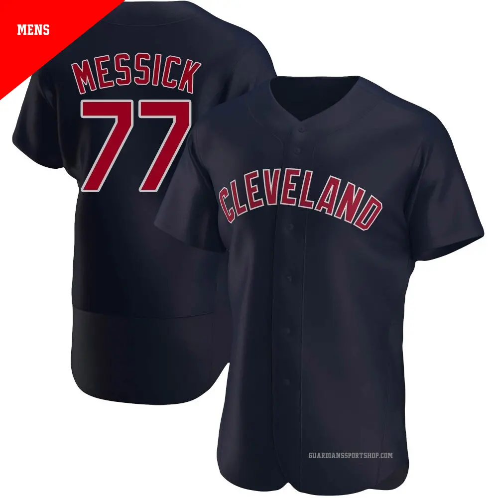 Men's #77 Parker Messick Cleveland Guardians Navy Authentic