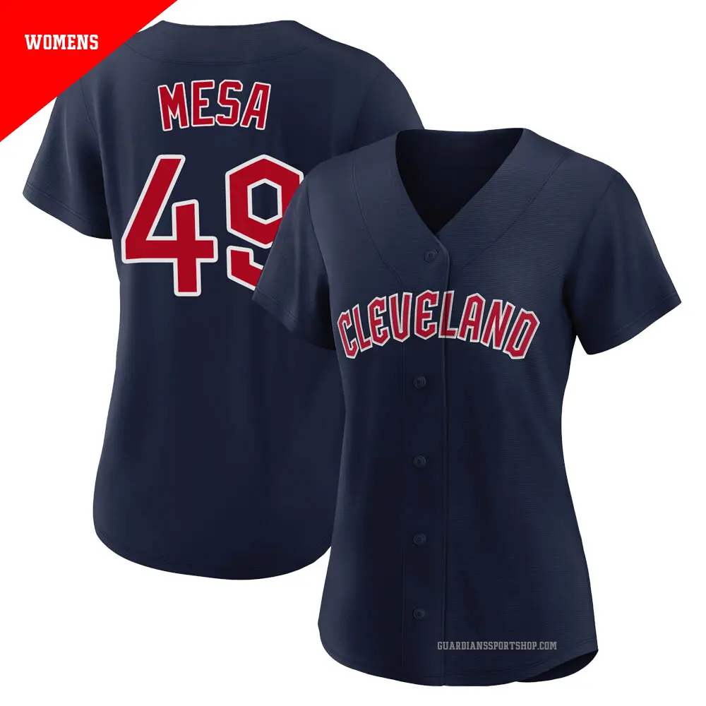 Women's ＃49 Jose Mesa Cleveland Guardians Navy Authentic Alternate Jersey