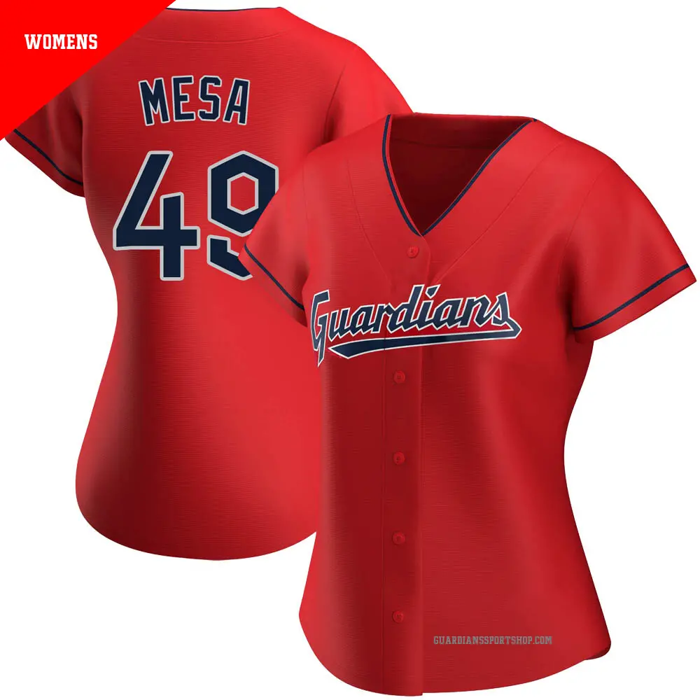 Women's ＃49 Jose Mesa Cleveland Guardians Red Authentic Alternate Jersey