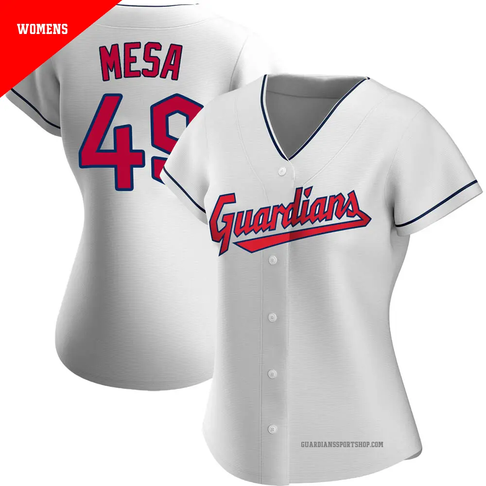 Women's ＃49 Jose Mesa Cleveland Guardians White Authentic Home Jersey