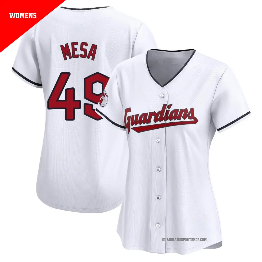 Women's ＃49 Jose Mesa Cleveland Guardians White Limited Home Jersey