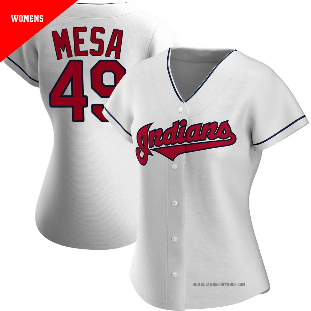 Women's ＃49 Jose Mesa Cleveland Guardians White Replica Home Jersey