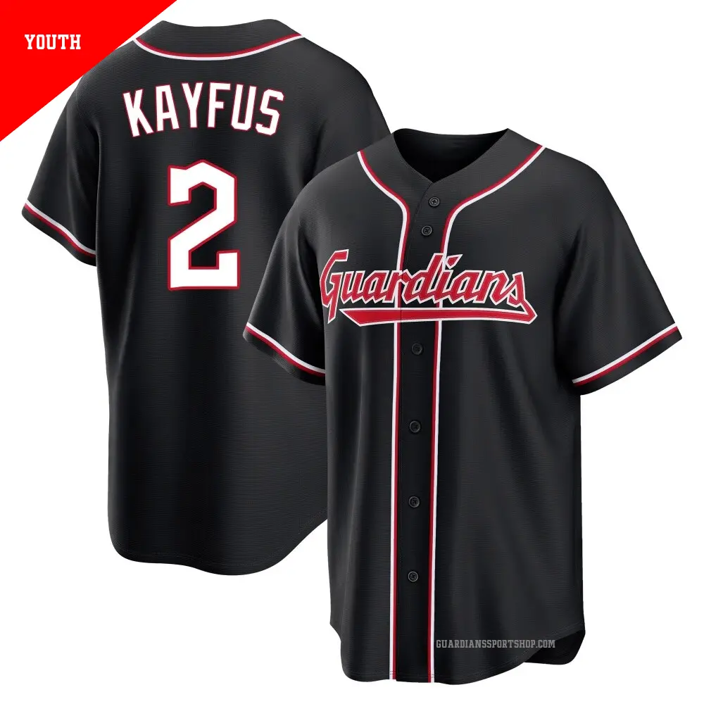 Youth ＃2 CJ Kayfus Cleveland Guardians Black Replica Fashion Out Jersey