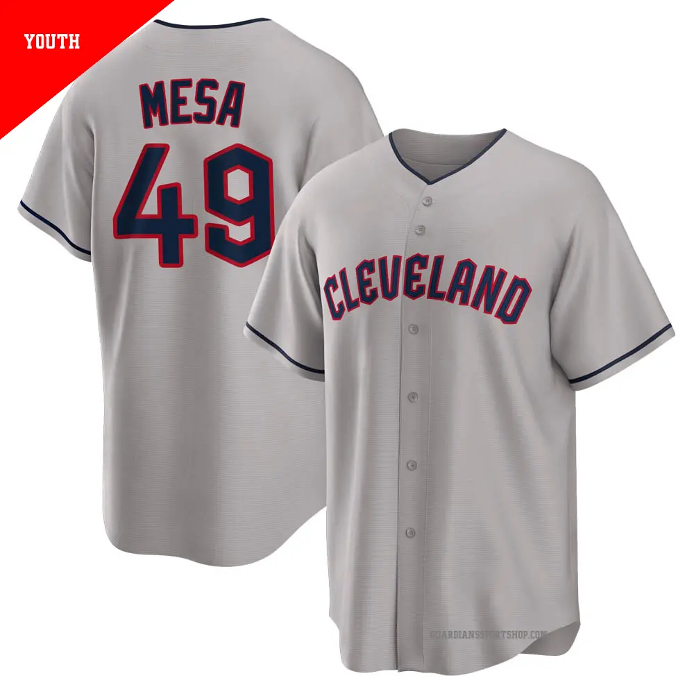 Youth ＃49 Jose Mesa Cleveland Guardians Gray Replica Road Jersey