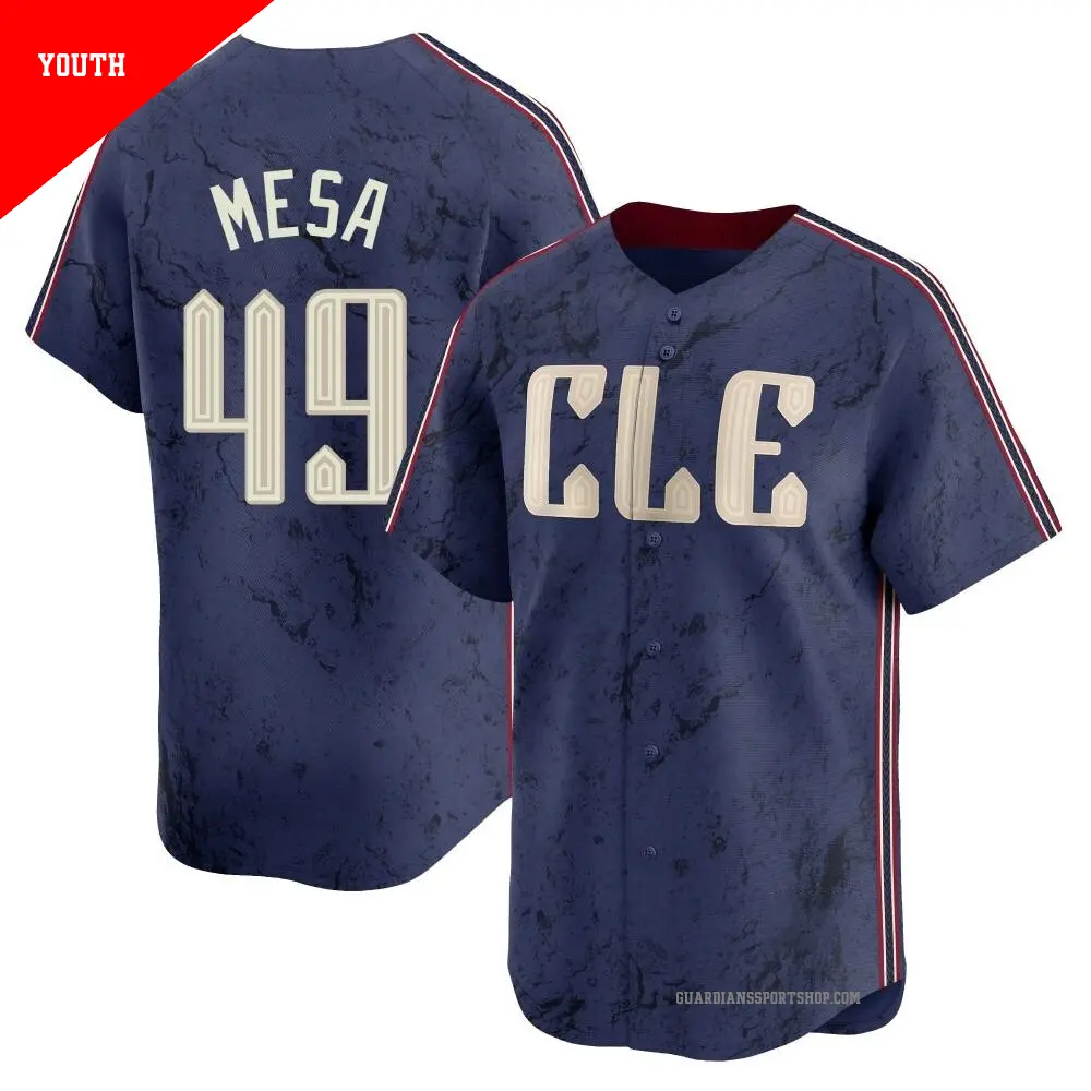 Youth ＃49 Jose Mesa Cleveland Guardians Navy Limited 2024 City Connect Jersey