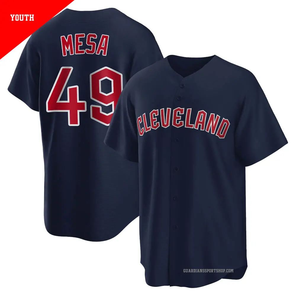 Youth ＃49 Jose Mesa Cleveland Guardians Navy Replica Alternate Jersey