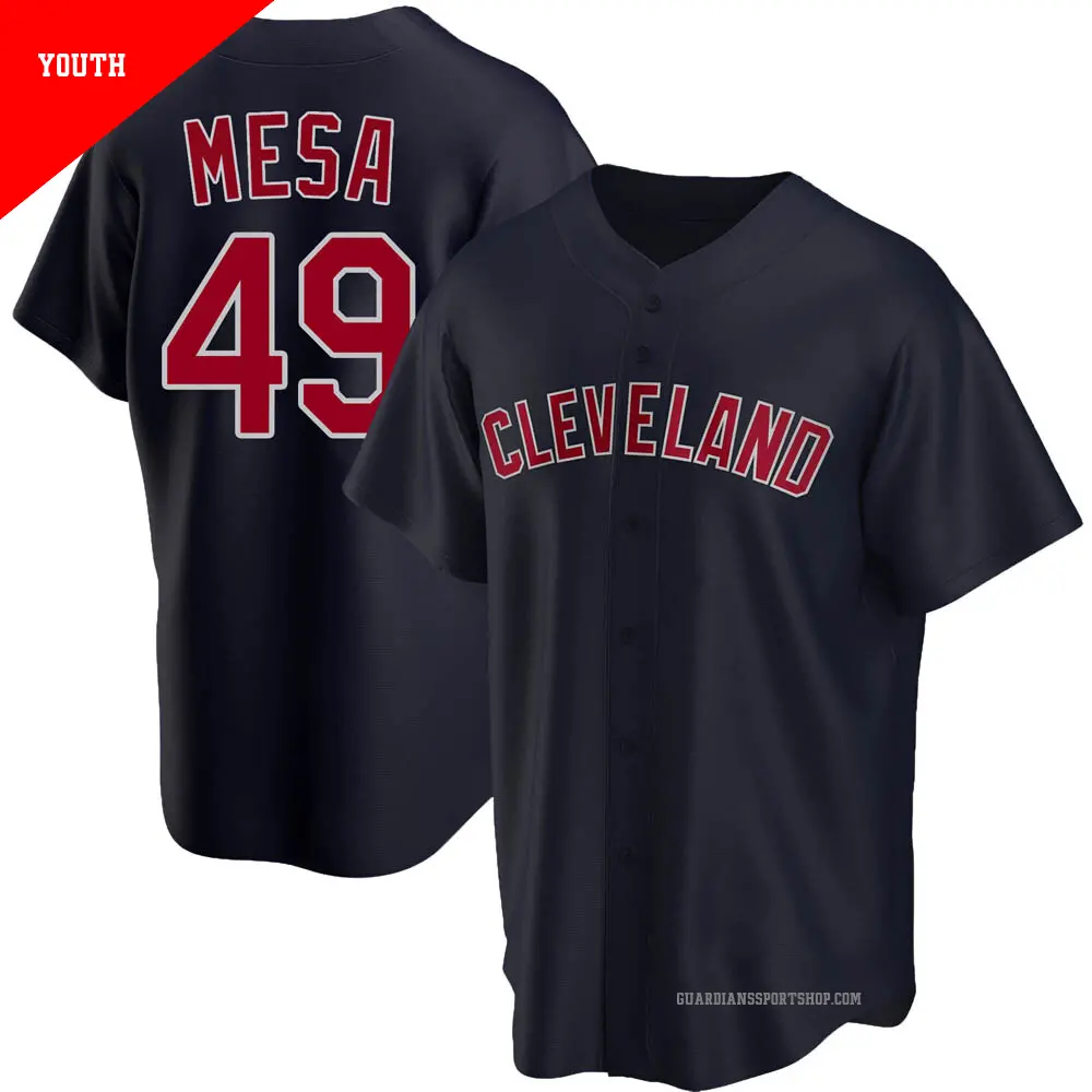 Youth ＃49 Jose Mesa Cleveland Guardians Navy Replica Alternate Jersey