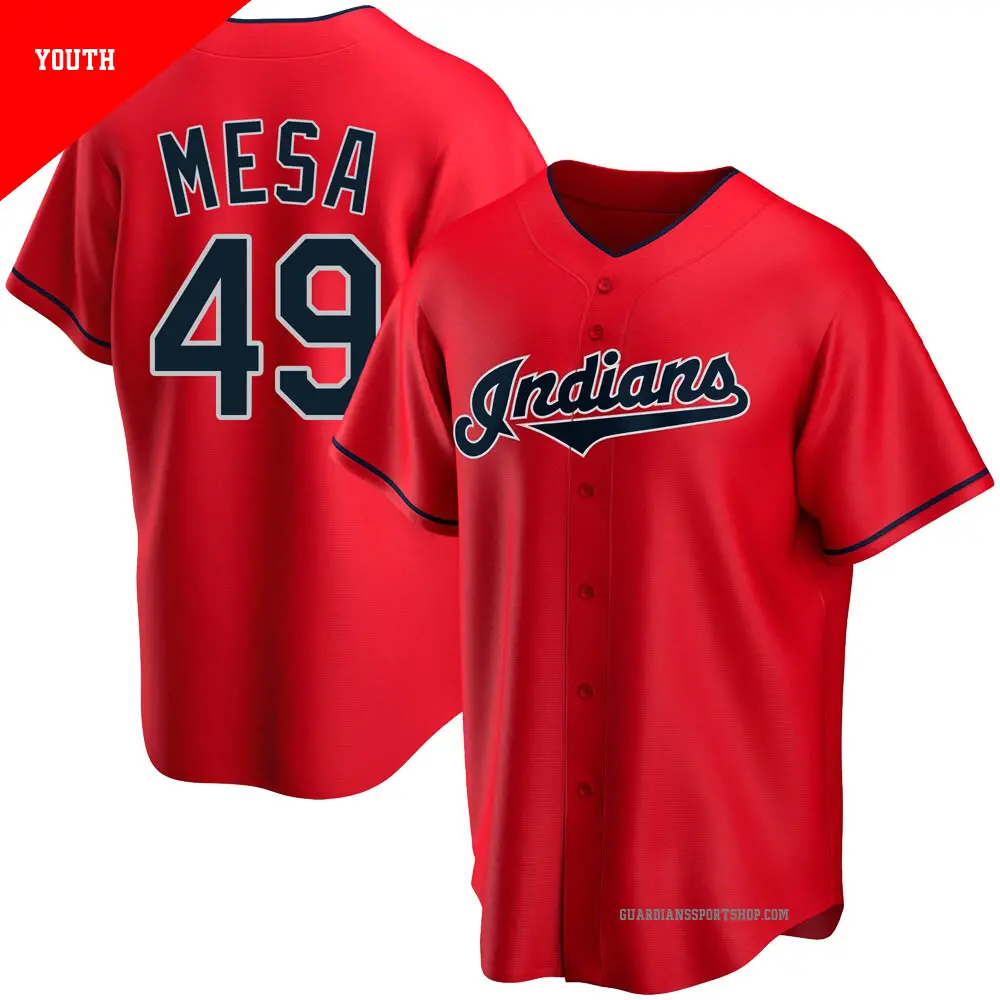 Youth ＃49 Jose Mesa Cleveland Guardians Red Replica Alternate Jersey