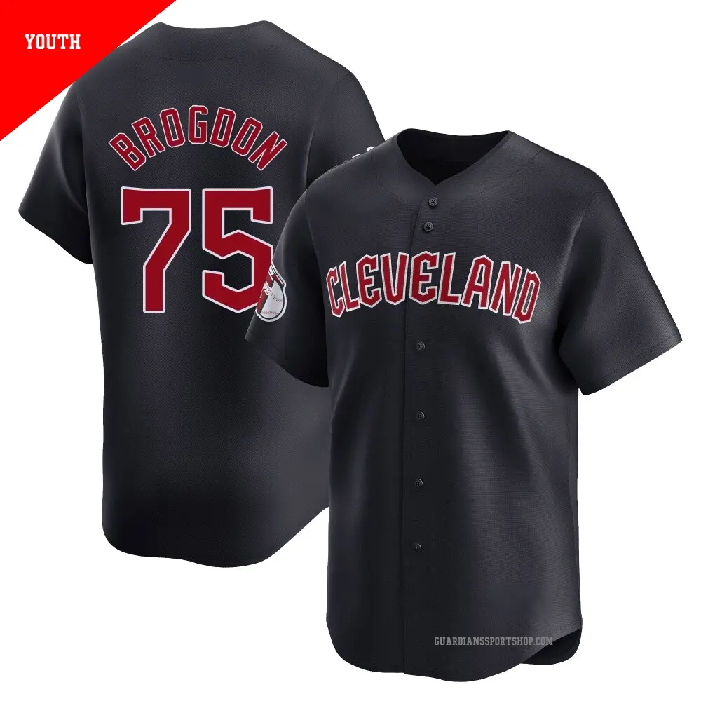 Youth ＃75 Connor Brogdon Cleveland Guardians Navy Limited Alternate Jersey